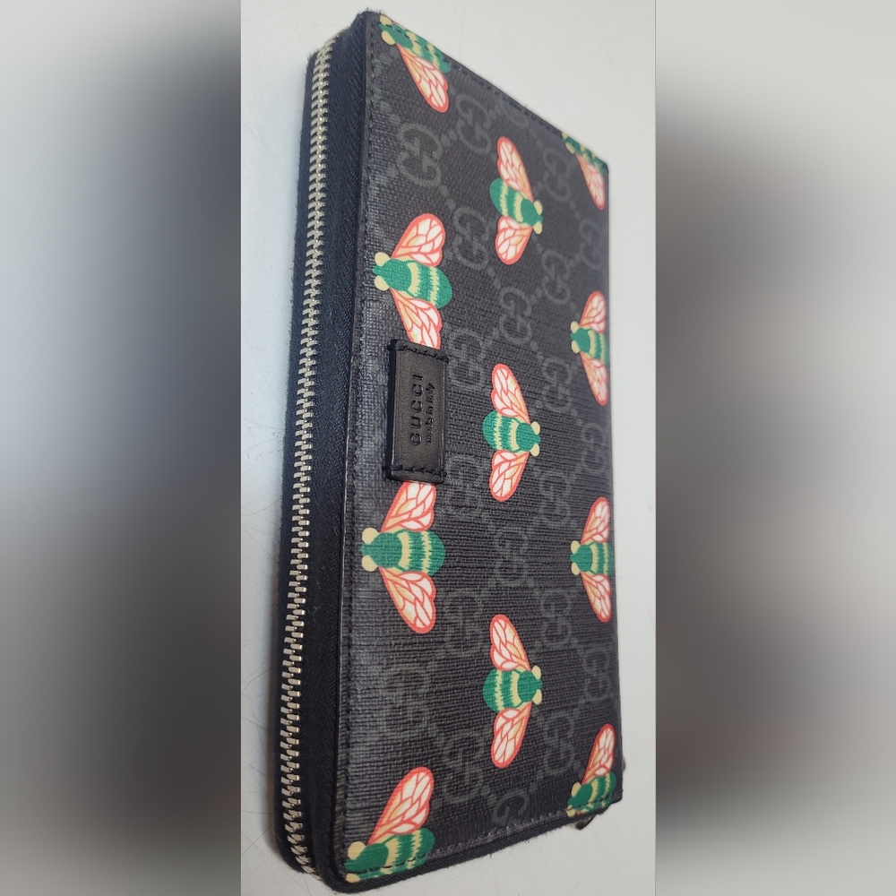 SOLD!!!Gucci Bestiary Black GG Coated Canvas Bee Wallet - Picture 7 of 11